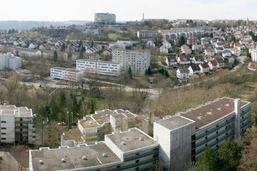 Luftbild von Mehrfamilienhäusern im Esslinger Stadtteil Kennenburg