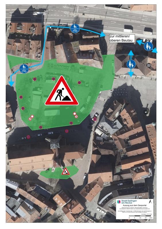 Verkehrsregelungen Skizze der Verkehrsregelungen rund um den Marktplatz