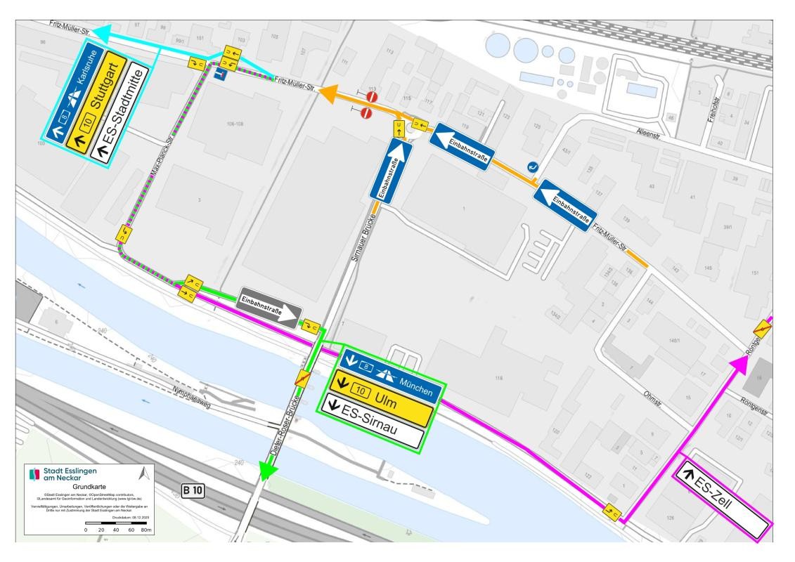 Skizze der Verkehrsregelungen im Gewerbegebiet 