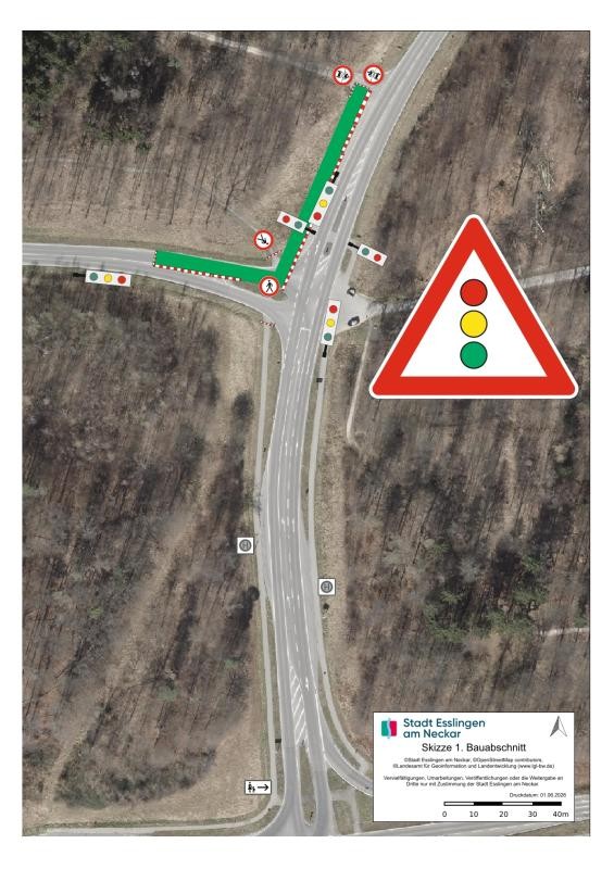 Skizze der Verkehrsregeln Skizze der Verkehrsregeln in Bauabschnitt 1