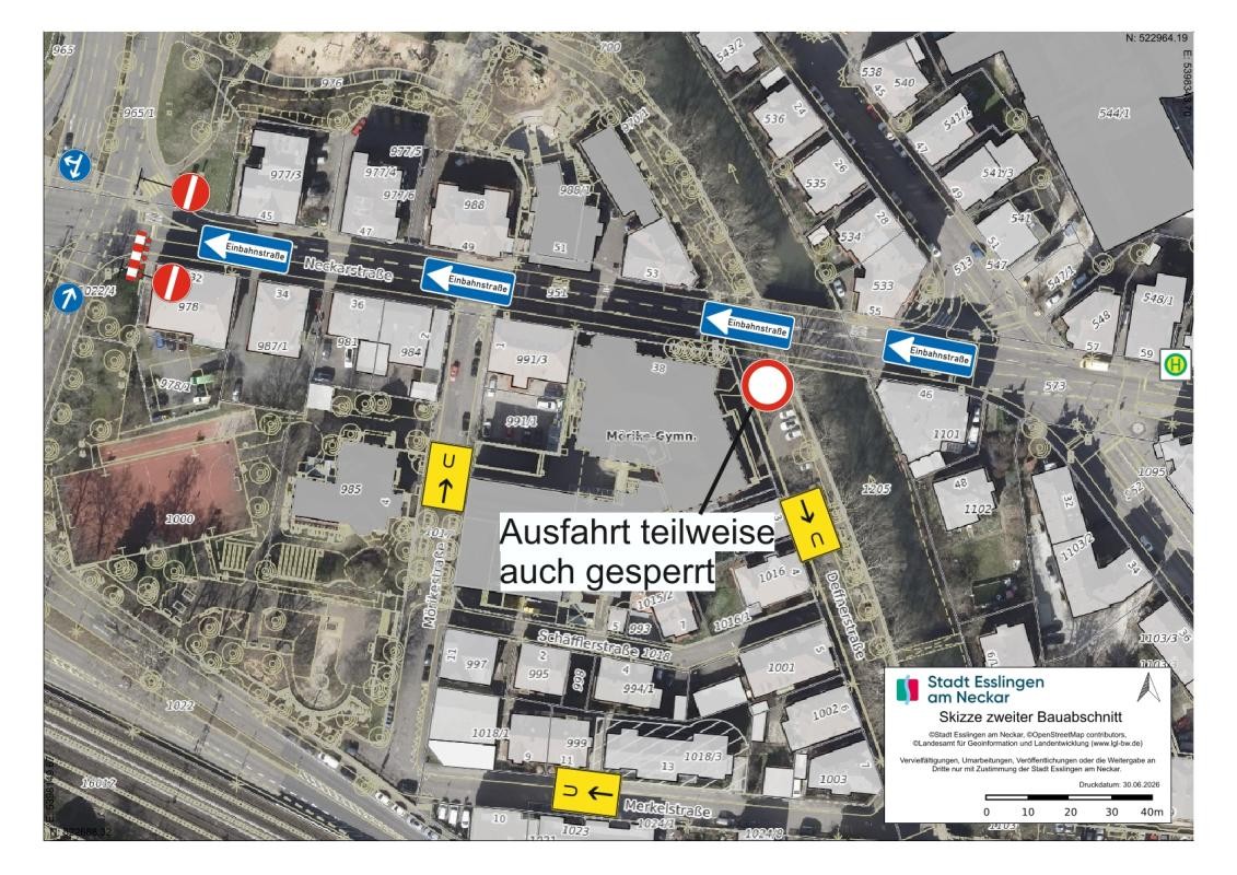 Skizze der Verkehrsregeln Skizze der Verkehrsregeln in Bauabschnitt 2