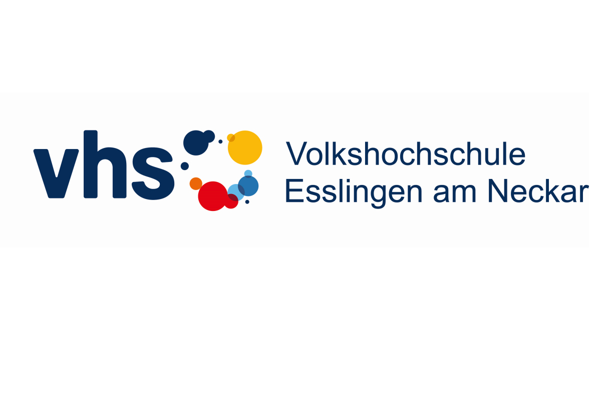 Logo Volkshochschule Esslingen, vhs, bunte Kreise in einem Kreis angeordnet, Volkshochschule Esslingen