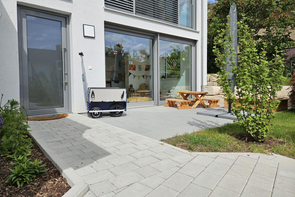 Der Außenbereich der Kindertagespflege Pfützenhüpfer