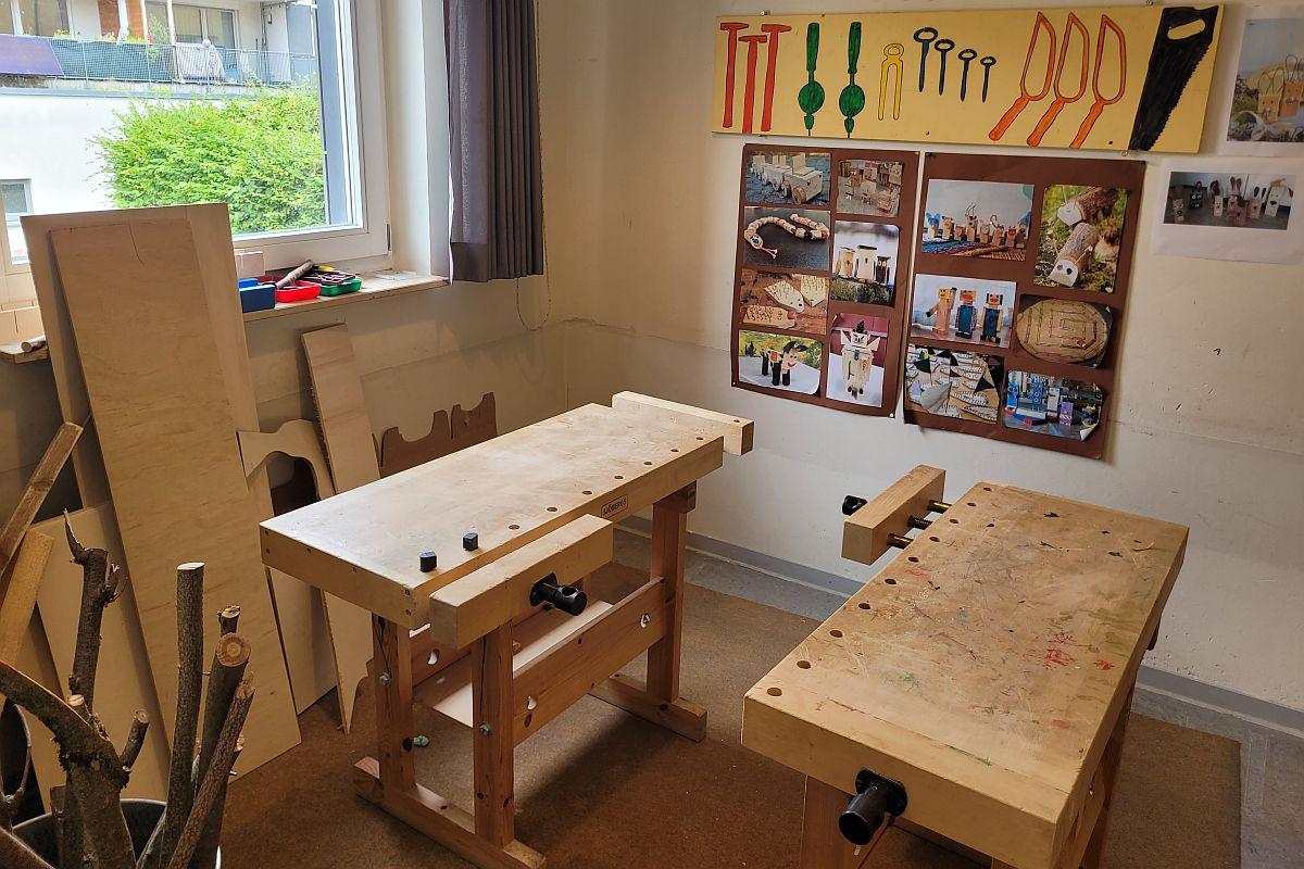 Die Holzwerkstatt in der städtischen Kita Weilstraße