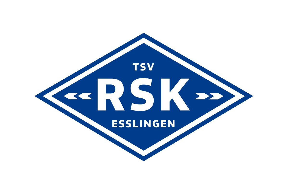 Logo TSV RSK Esslingen Wortzeichen TSV RSK Esslingen, weiße Schrift in blauer Raute