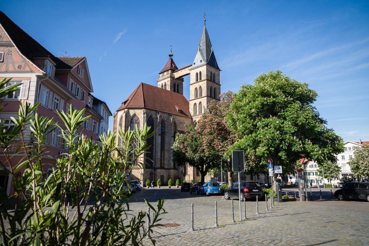 Blick über den Marktplatz auf die Stadtkirche