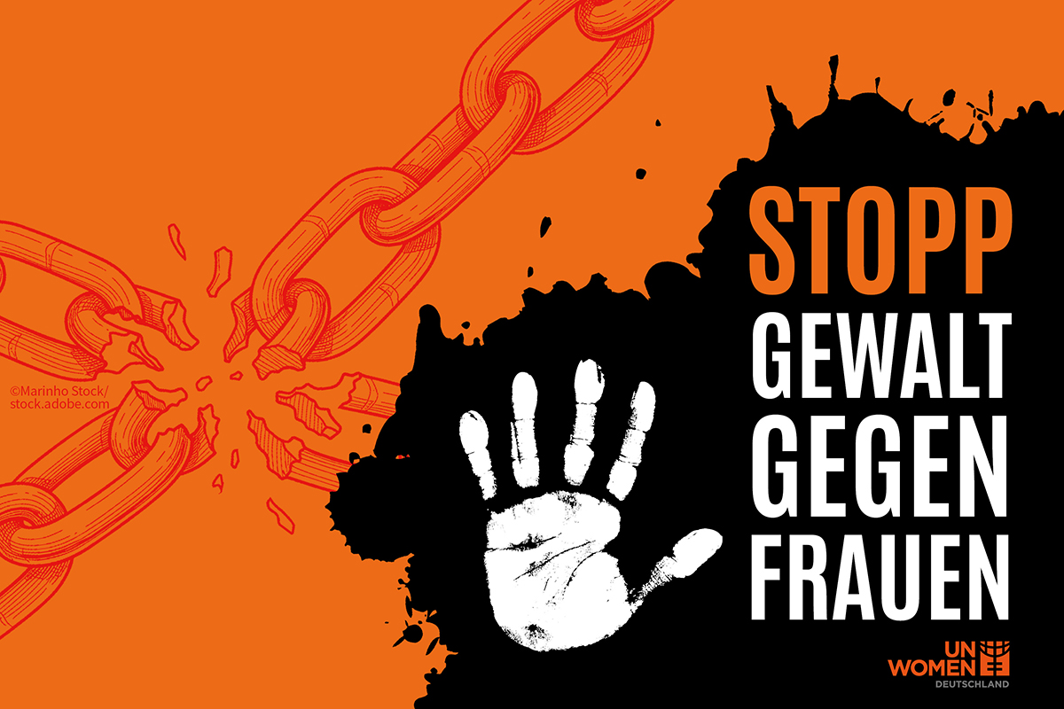 Stopp! Gewalt gegen Frauen Handgeste "Stopp" im Logo der Aktionstage "Stopp! Gewalt gegen Frauen"