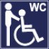 Piktogramm: Rollstuhlfahrer mit Begleitung, WC
