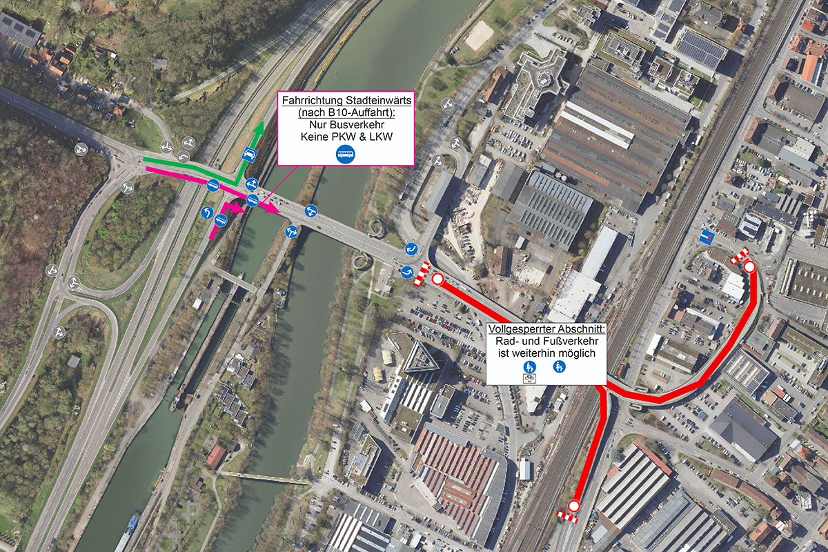 Übersichtskizze Adenauerbrücke Übersichtskizze zur Sperrung der Adenauerbrücke.