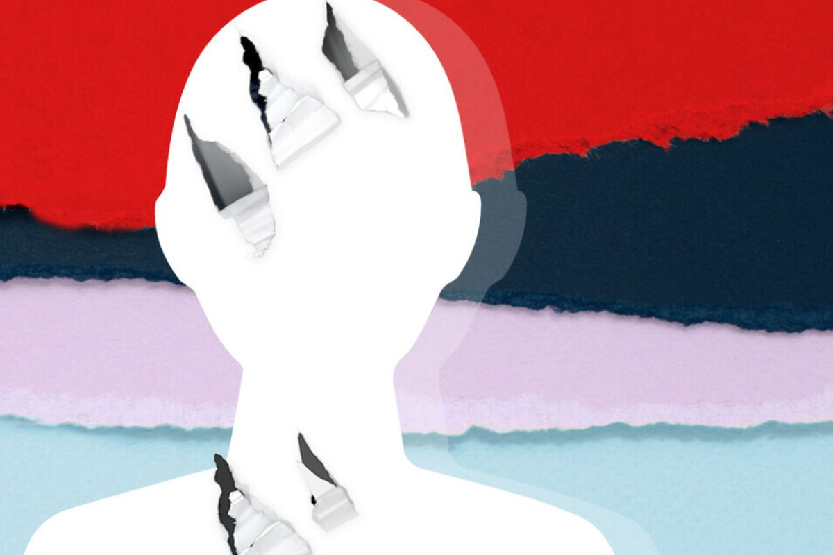 Symbolbild: Weißer Kopf aus Papier mit Rissen.