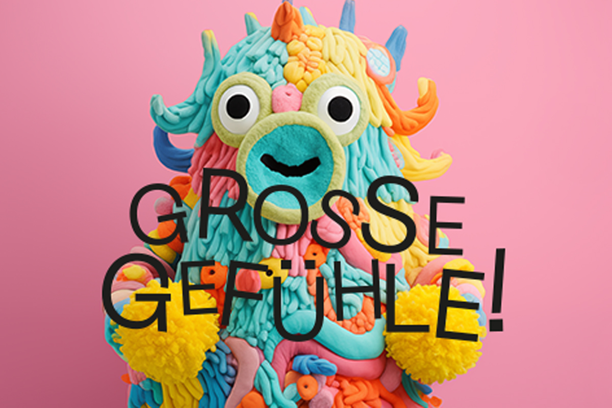 Bunte fröhlich wirkende Figur.