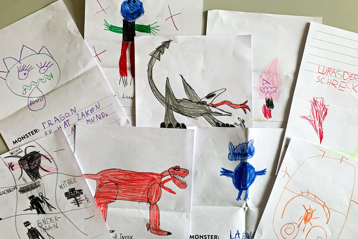 Kinderzeichnungen zum Thema Monster Kinderzeichnungen zum Thema Monster