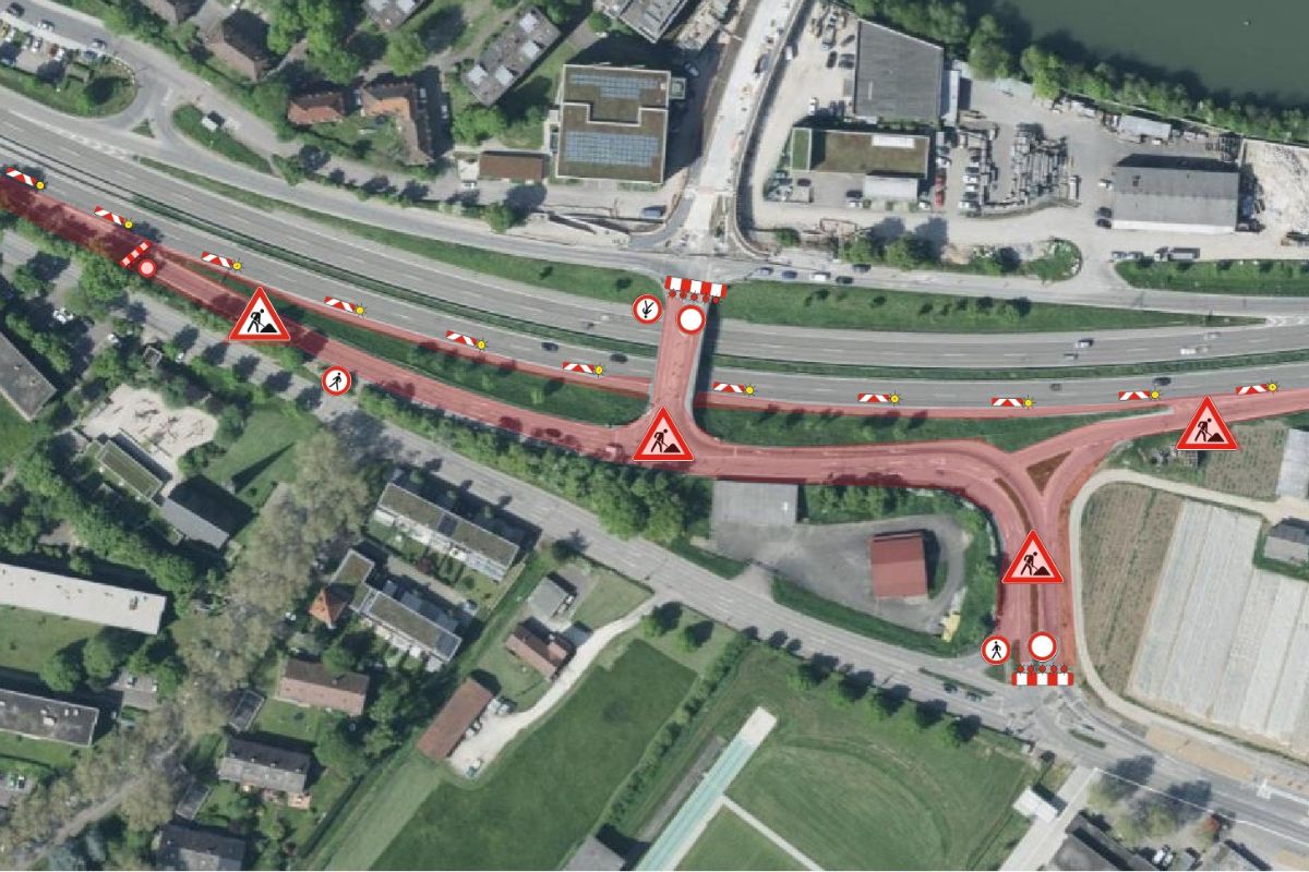 Skizze der Sperrungen aufgrund der Baustelle auf der B10