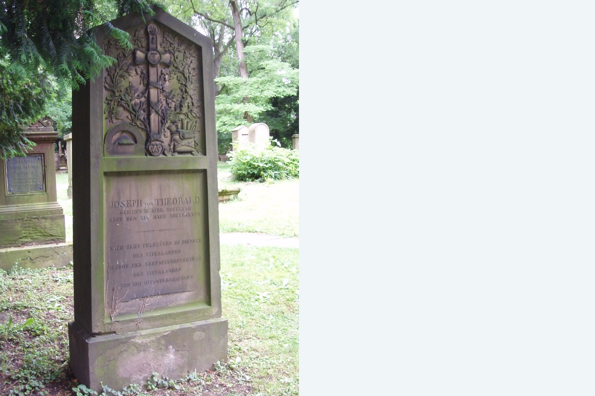 Grabstein von Joseph Apollinaris Honoratus von Theobald auf dem Hoppenlaufriedhof