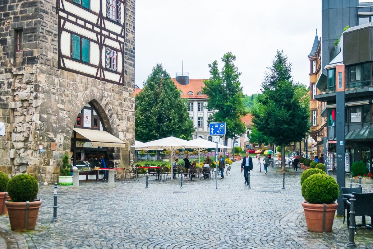 Fußgängerzone am Schelztorturm Fußgängerzone am Schelztorturm
