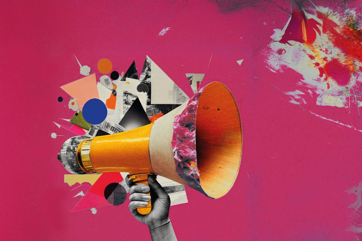 Kreative Collage: Megafon