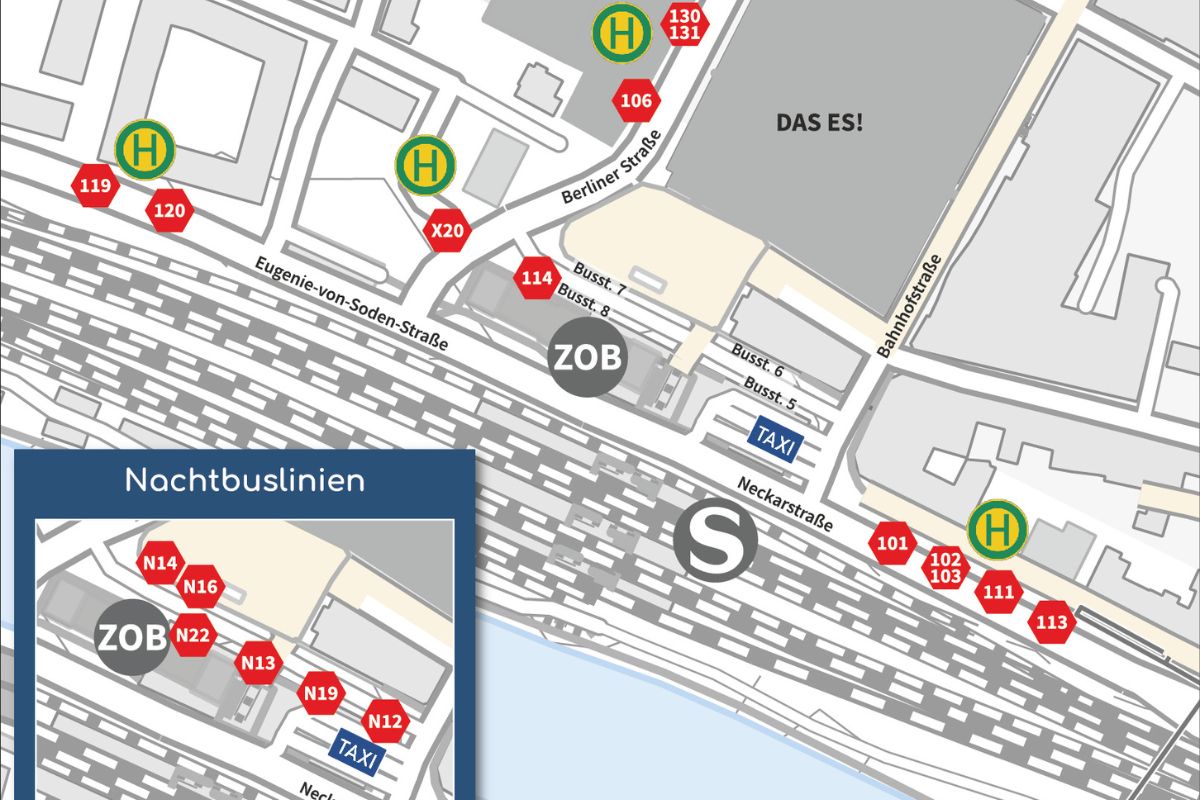 Ersatzhaltestellen rund um den ZOB Esslingen
