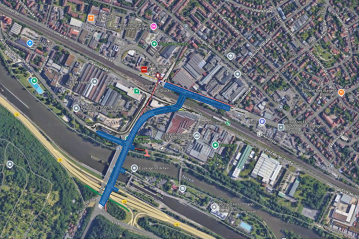 Schaubild einer seitlich versetzten Brücke