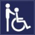Piktogramm: Rollstuhlfahrer mit Begleitperson