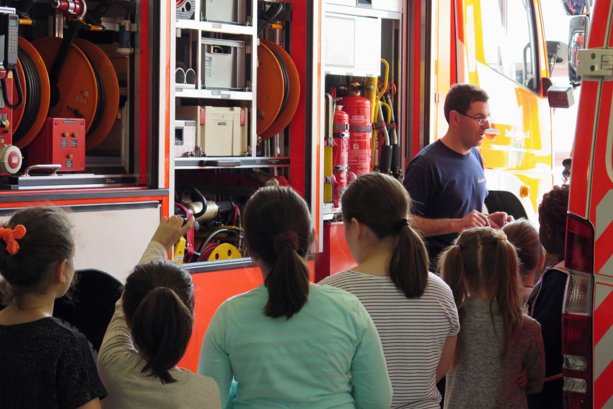 Gruppenbild der Brandschutzerziehung ©Feuerwehr Esslingen a.N. Gruppenbild