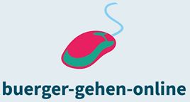 Logo Logo Bürger gehen online: Computermaus in rot-grün-blau