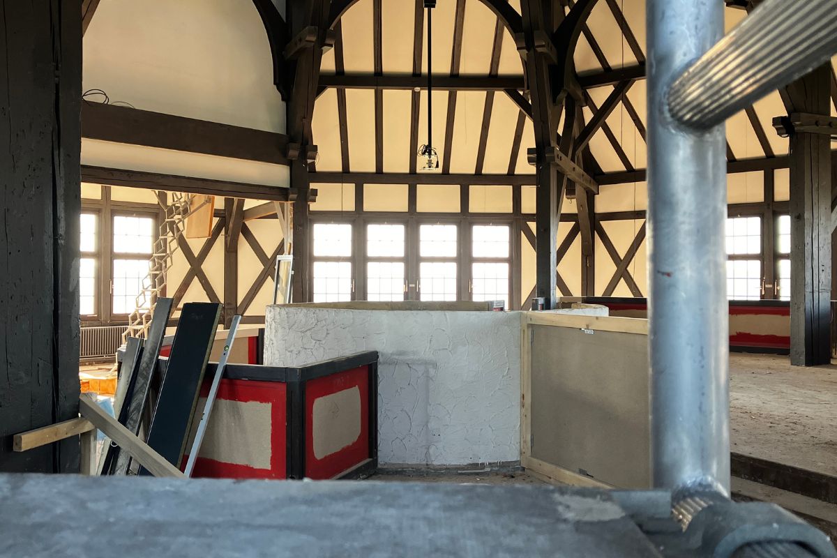 Turmsaal Baugerüst im Innern des Dicken Turms