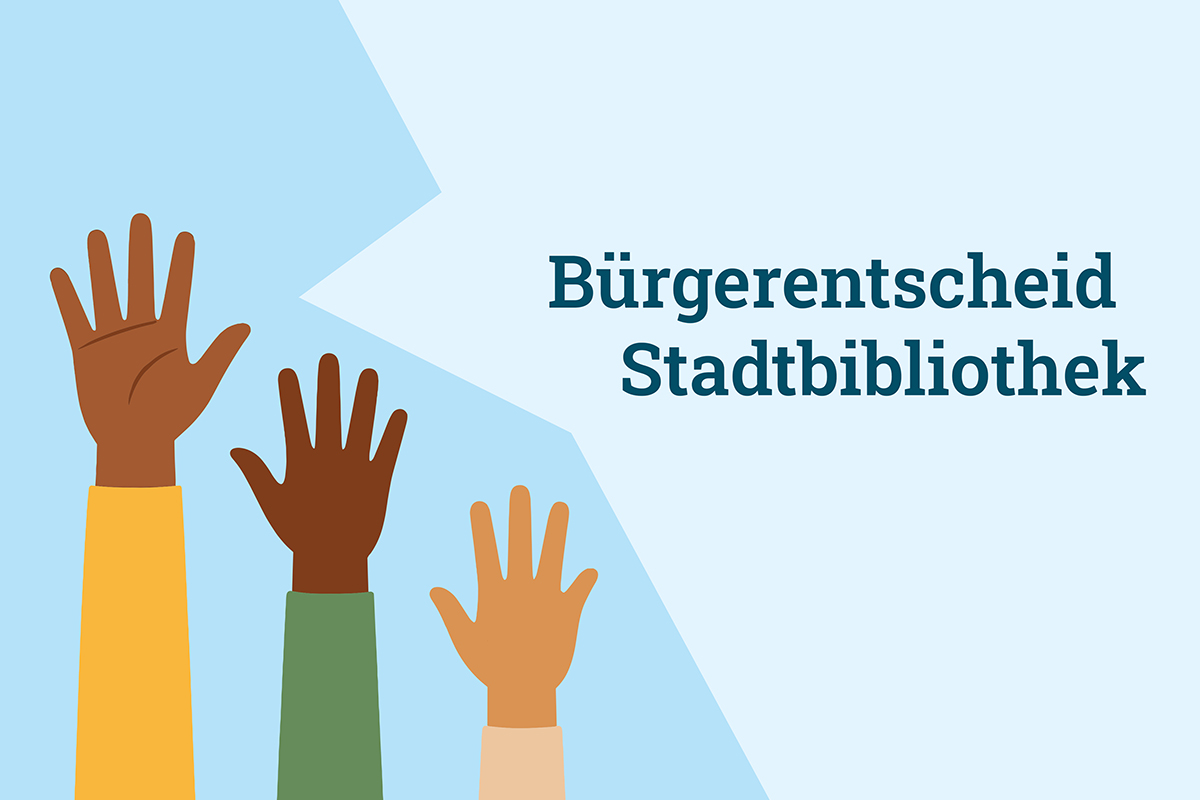 3 Hände zur Abstimmung hochgereckt - Bürgerentscheid Stadtbibliothek 3 Hände zur Abstimmung hochgereckt - Bürgerentscheid Stadtbibliothek