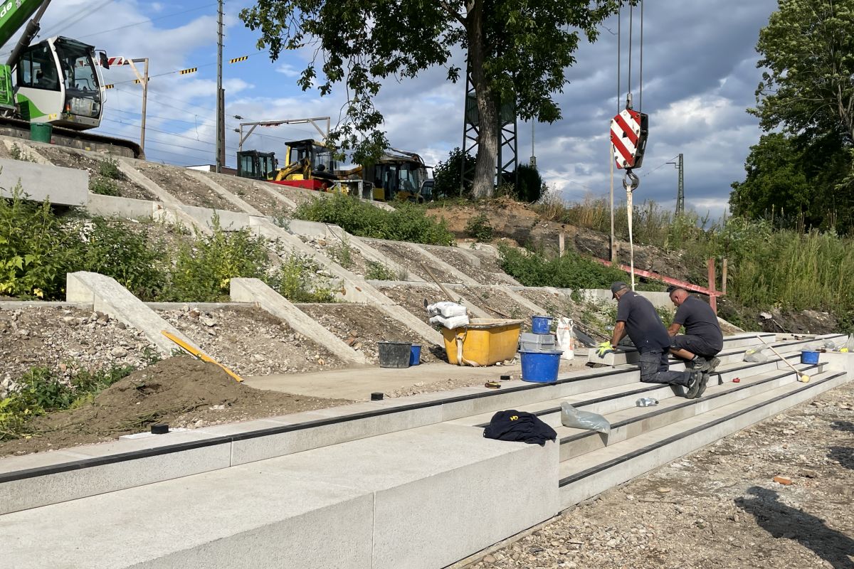 Arbeiten an der Freitreppe