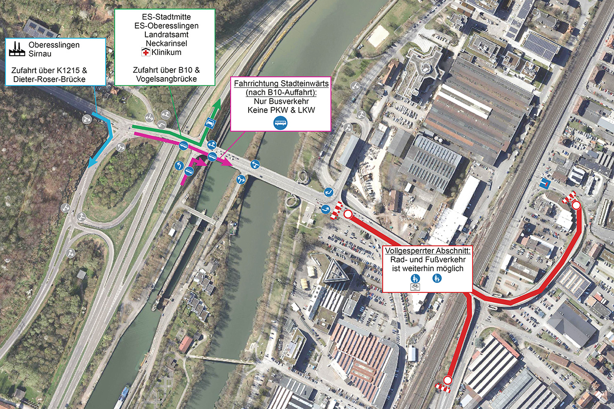 Übersichtskizze Adenauerbrücke Übersichtskizze zur Sperrung der Adenauerbrücke.