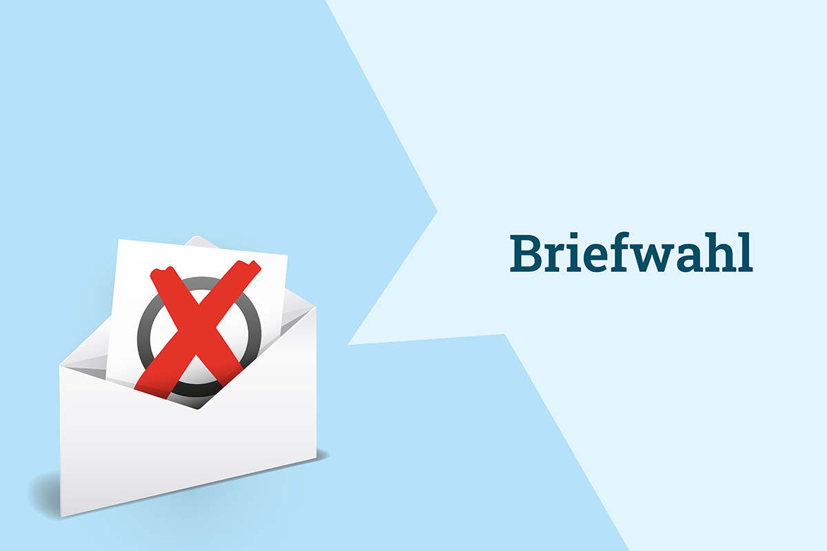 Briefumschlag mit Stimmzettel, Schrift: Briefwahl
