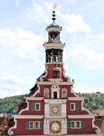 Der Glockenturm des Alten Rathauses in Esslingen am Neckar