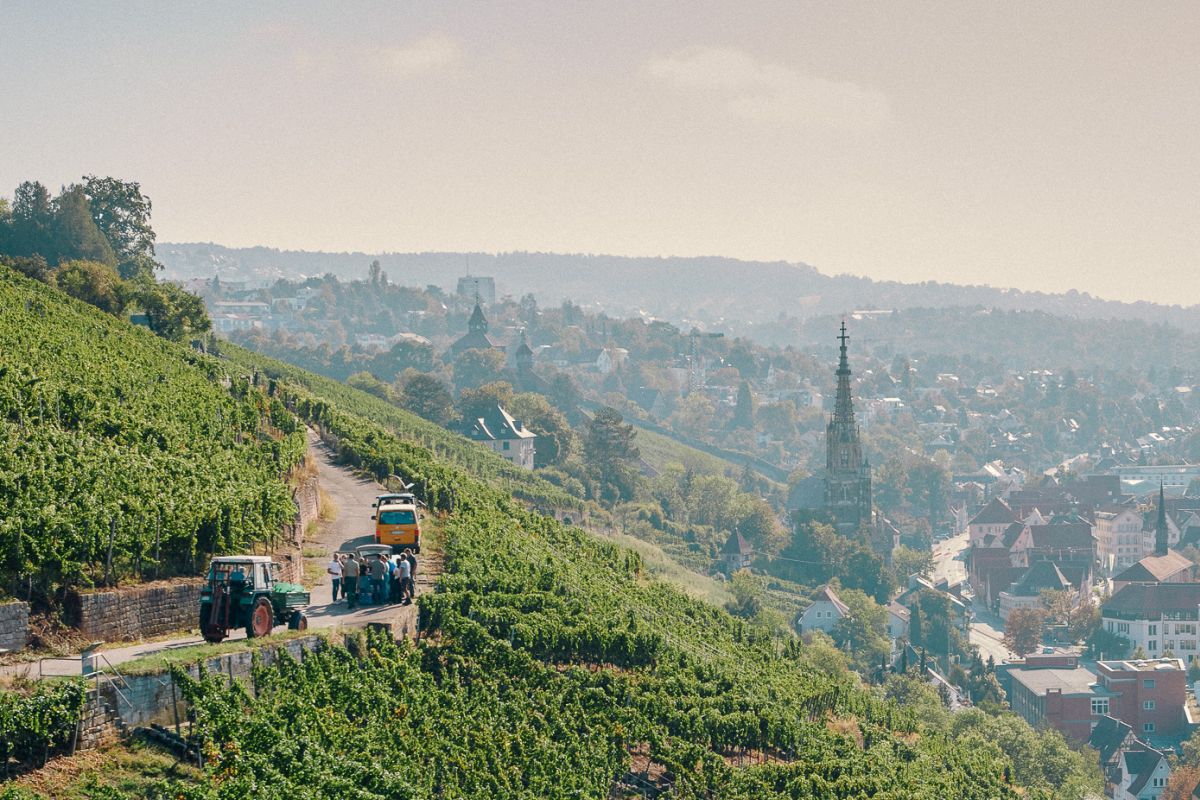 Traktoren in den Esslinger Steillagen